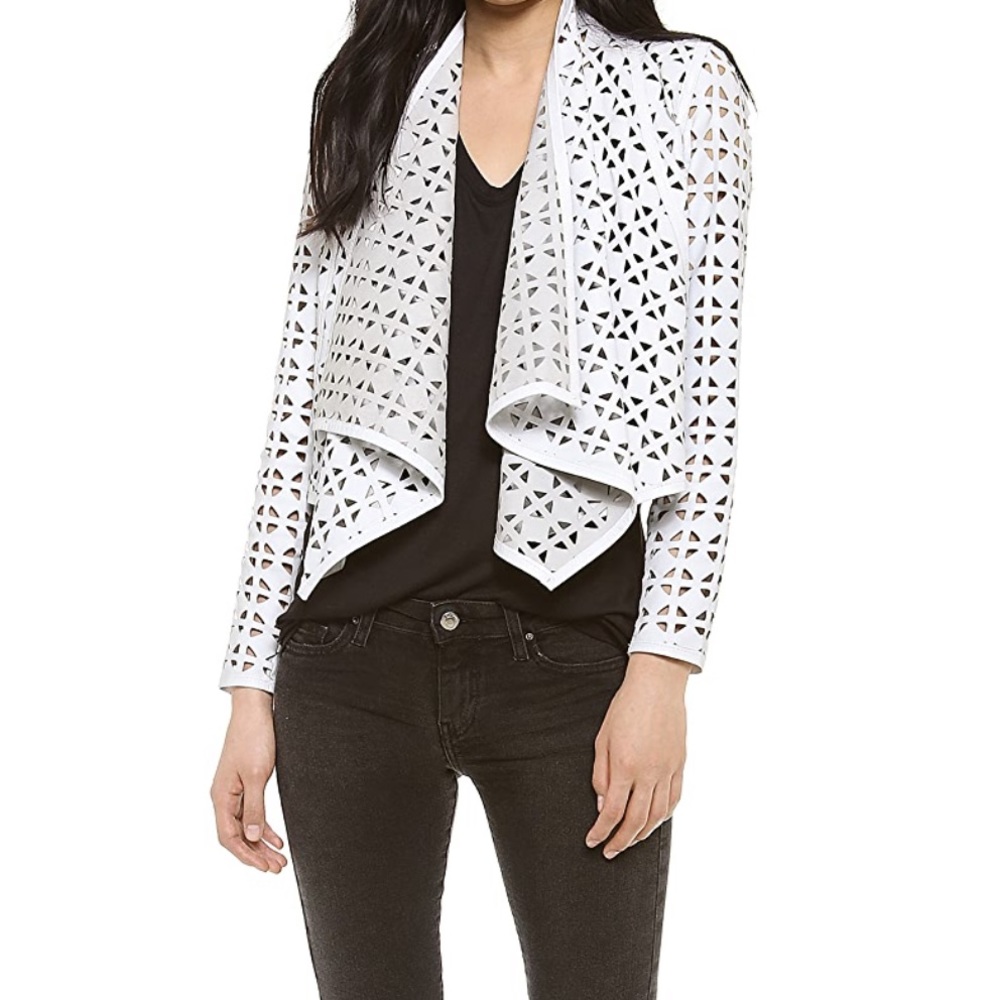 Milly size S white leather laser cut jacket